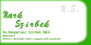 mark szirbek business card
