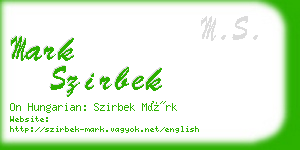 mark szirbek business card